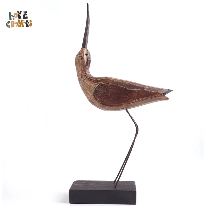 Elegante Holz vögel Skulptur Wohnzimmer Dekoration lebendige Wasser vögel dekorative Figur Holz schnitzerei Vögel