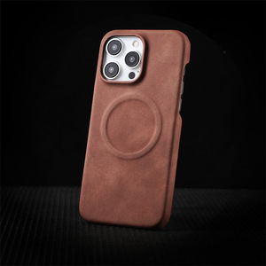 シンプルビジネススタイル純粋なカラーレザー電話ケース磁気ワイヤレス充電iPhone 12 13 13 14 15 16 Pro Max耐衝撃性カバー - Product Image 4