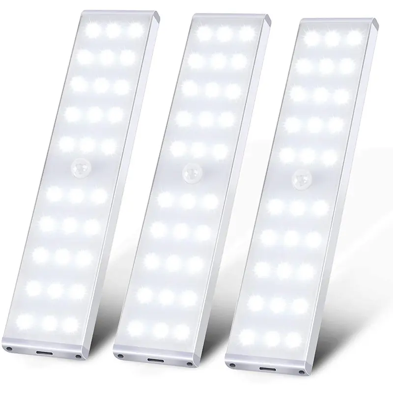 30 LED Rechargeable Motion Sensor Lighting Bar Kitchen Night Lights Magnetic LED ultra-thin Under-Cabinet Counter Closet Light