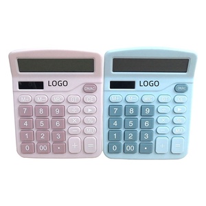 เครื่องคิดเลขตั้งโต๊ะขนาดใหญ่หน้าจอ LCD เครื่องคิดเลขอิเล็กทรอนิกส์สีชมพูและสีฟ้าโลโก้ออกแบบได้เอง - Product Image 1