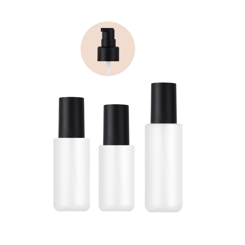 Frost bottle with black lotion pump