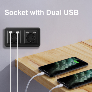 USB墙壁插座多端口充电16A电脑电源电板2A额定电流2 USB a型输出欧盟制造塑料插座 - Product Image 5