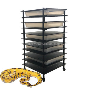 Popüler yığılmış 10 katmanlı metal sürüngen yetiştiriciliği raf 55*60*160cm yetişkin yılan üreme raf sistemi tekerlekler ve küvet - Product Image 1