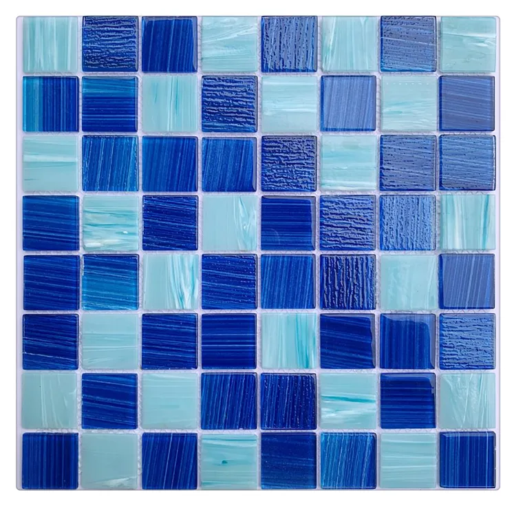 Tuile de mosaïque en verre cristal bleu piscine de mosaïque en verre de couleur bleue