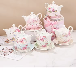 廉价陶瓷茶壶定制设计咖啡杯套装和咖啡茶杯盘套装 - Product Image 2