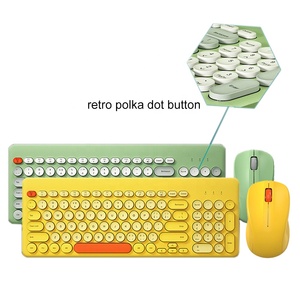 2.4G Wireless <strong>Keyboards</strong> and Mice Sets Noiseless Mixed Color Typewriter Round Key Cute <strong>Keyboard</strong> Mouse Combo for Home and Office - Product Image 5