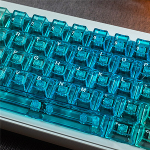 Hawaii degrade mavi şeffaf Keycaps kiraz profil PC malzeme ped baskı 156 tuşları için 61/75/87 mekanik klavye - Product Image 3