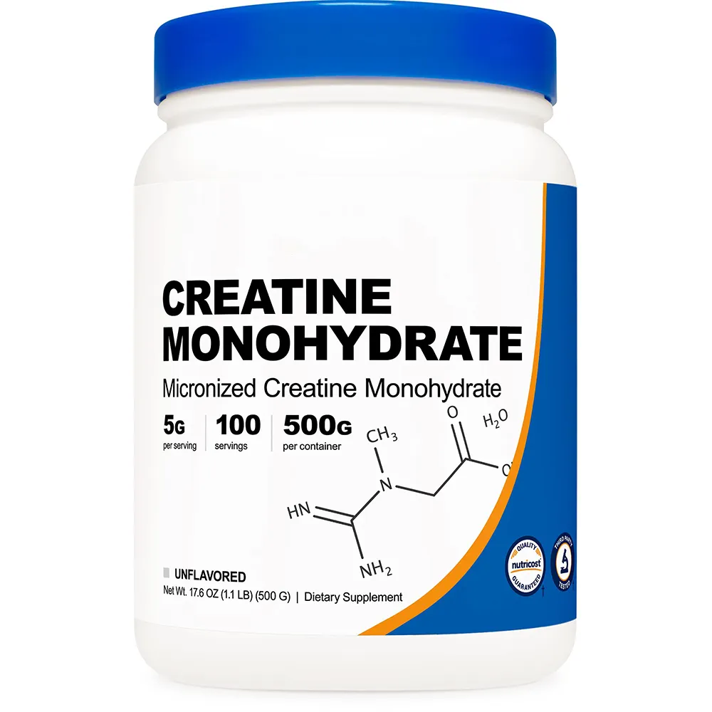 ผลิตภัณฑ์เสริมอาหารกีฬา OEM Creatine Monohydrate 500G ที่มีคุณภาพสูงความแข็งแรงของกล้ามเนื้อปรับปรุงขวด