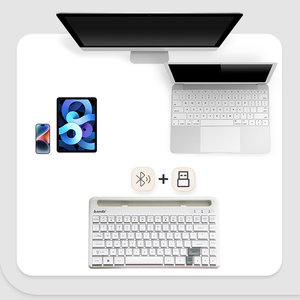 Nueva llegada multifunción portátil ordenador Tablet teclado inalámbrico Mini 84-tecla teclado inalámbrico con soporte incorporado