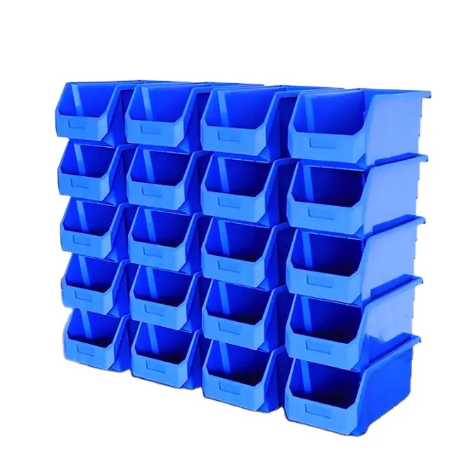 Large size plastic tool stackable and hanging storage bin for garage storage