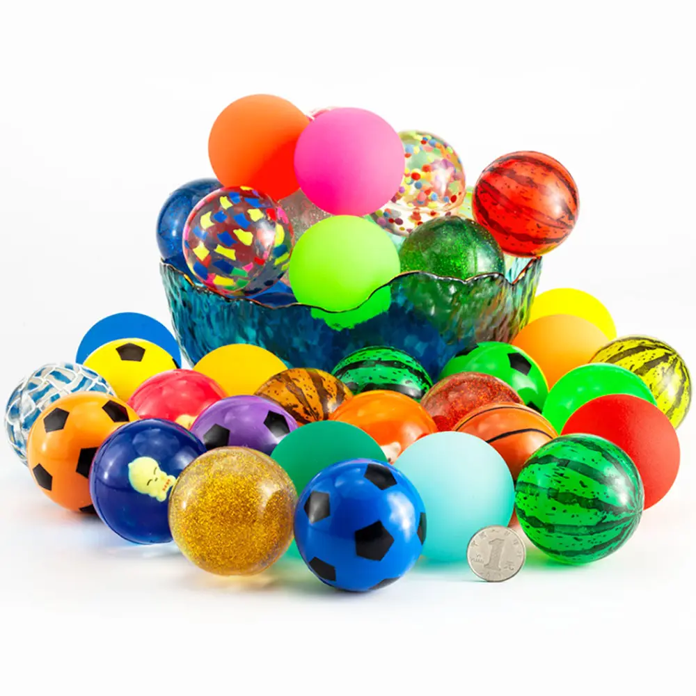 Promosi Warna-warni Karet 60Mm Tinggi Melenting Transparan Bounce Bola Mainan untuk Anak-anak Bermain