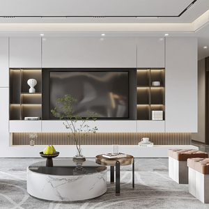आधुनिक डिजाइन लिविंग रूम फर्नीचर लकड़ी के टीवी कैबिनेट दीवार माउंट यूनिट डिजाइन टीवी स्टैंड - Product Image 4