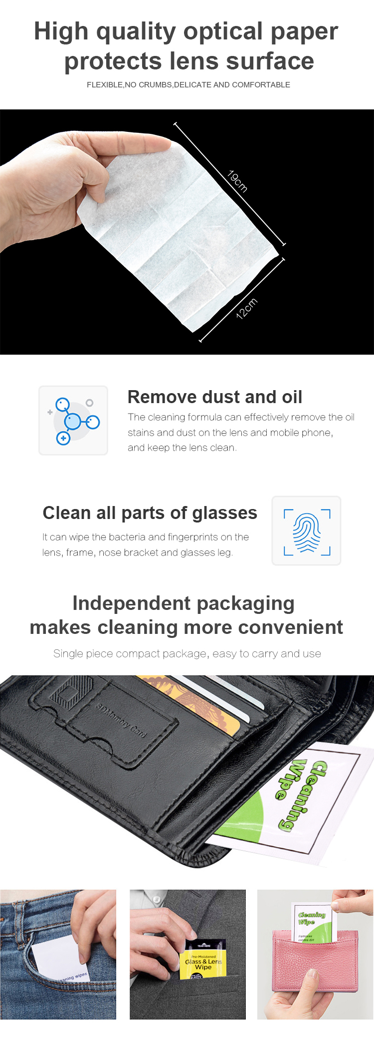 East sunshine Portable Eyeglasses Lens Cleaning Wet tissues glasses clean wipes phone screen clean tissues
