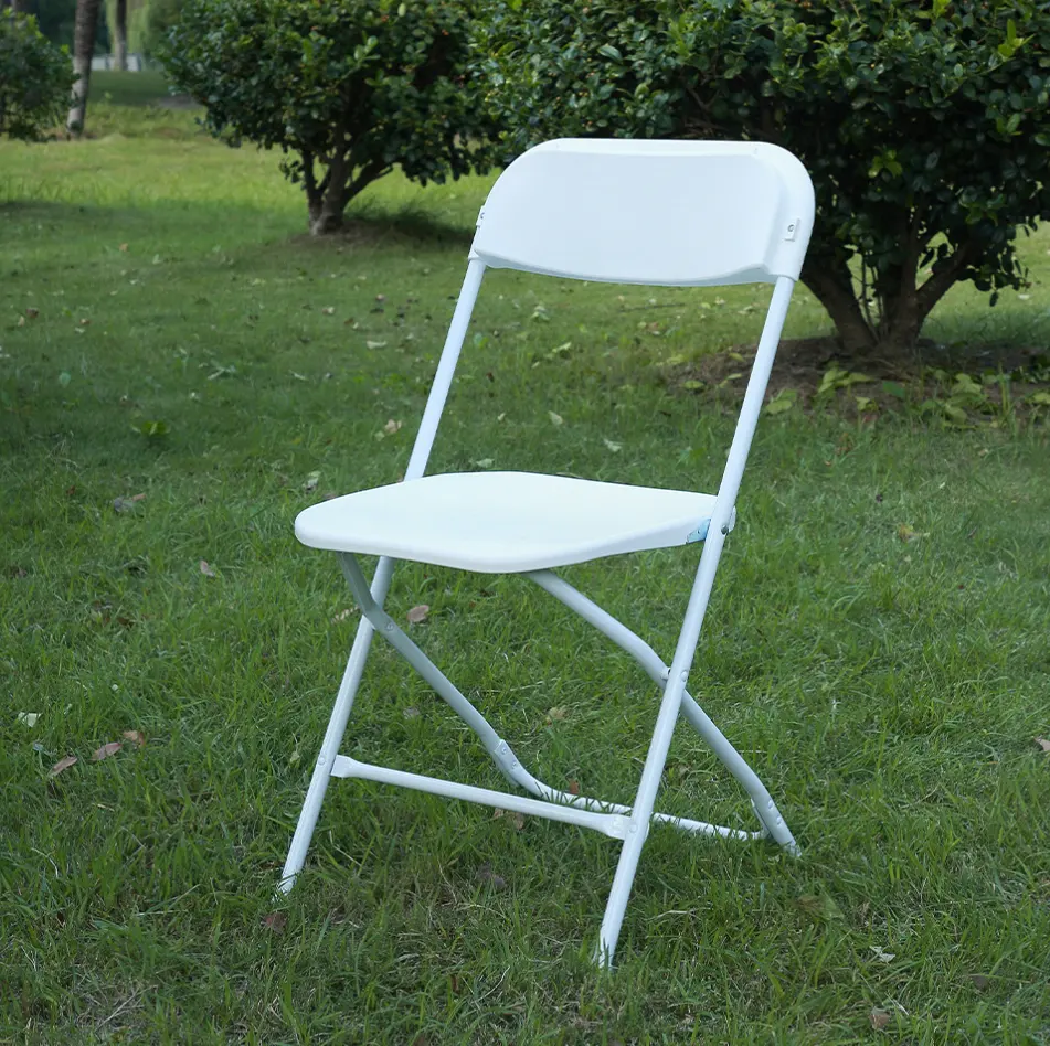 Cadeira portátil dobrável empilhável branca Bjflamingo 10 Pacote Cadeira confortável para eventos com capacidade de peso 650LB