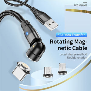 Hızlı şarj cep telefonu mıknatıs şarj mikro USB tip C manyetik veri kablosu Iphone Android standart örgü için 540 döndür 5A - Product Image 2