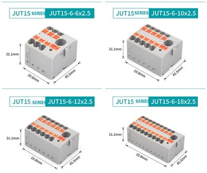 UNIZEN-bloque de terminales eléctricos de distribución, JUT15-6-6X2.5 enchufable, carril DIN, tipo resorte - Product Image 6