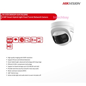 HIK <span class=keywords><strong>Camera</strong></span> tháp pháo IP thông minh kết hợp ánh sáng thông minh góc rộng 180 ° Ống kính kép DS-2CD1383G2P-LIUF/SL 8MP chính hãng <span class=keywords><strong>camera</strong></span> báo động âm thanh 2 chiều - Product Image 2