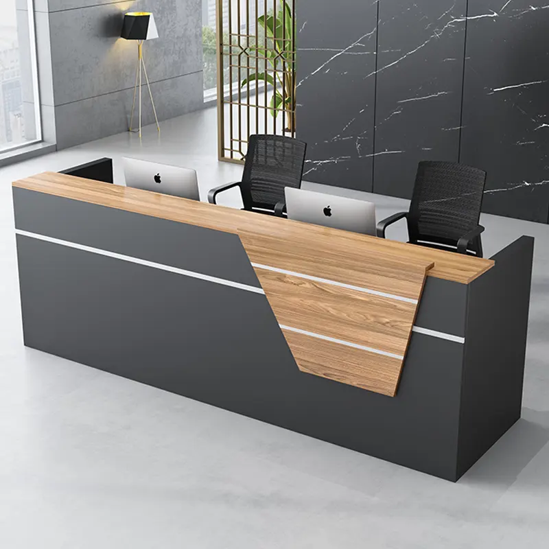 Zitai Modern Design Customized logo Office Counter wood Table Front Desk Commercial Salon Reception Desk table for company