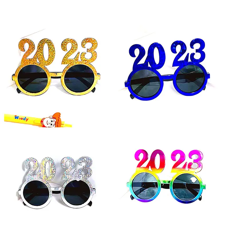 싸구려 아이 여자 남자 남녀 공용 프레임 ABS 플라스틱 선물 파티 컬러 안경 디자인 새해 2023 고급 선글라스