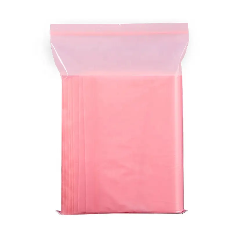 In stock or custom size and print logo pink antistatic ziplock bag