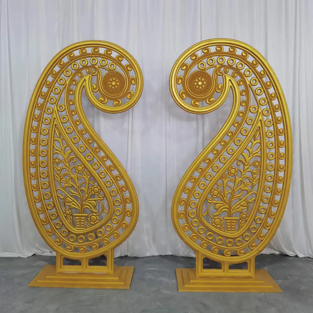 Luxury  India Gold PVC Acrylic Wedding Reception Decoration Backdrop Event Stand Display for Wedding Events Decorations