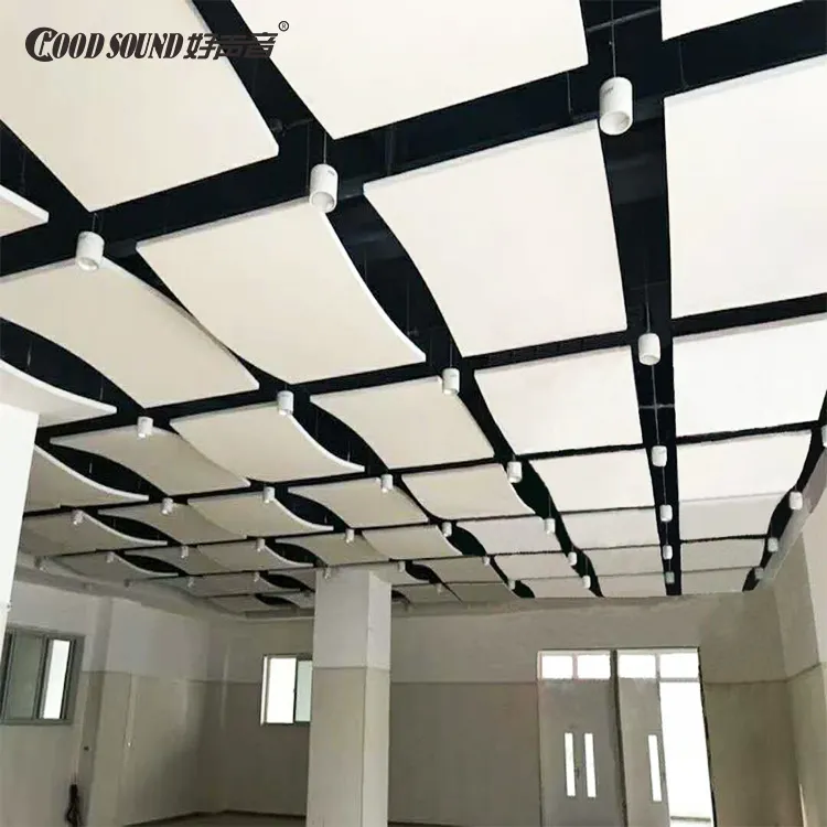 GoodSound büyük uzay asılı altıgen çatı fiberglas akustik yalıtım tavan paneli
