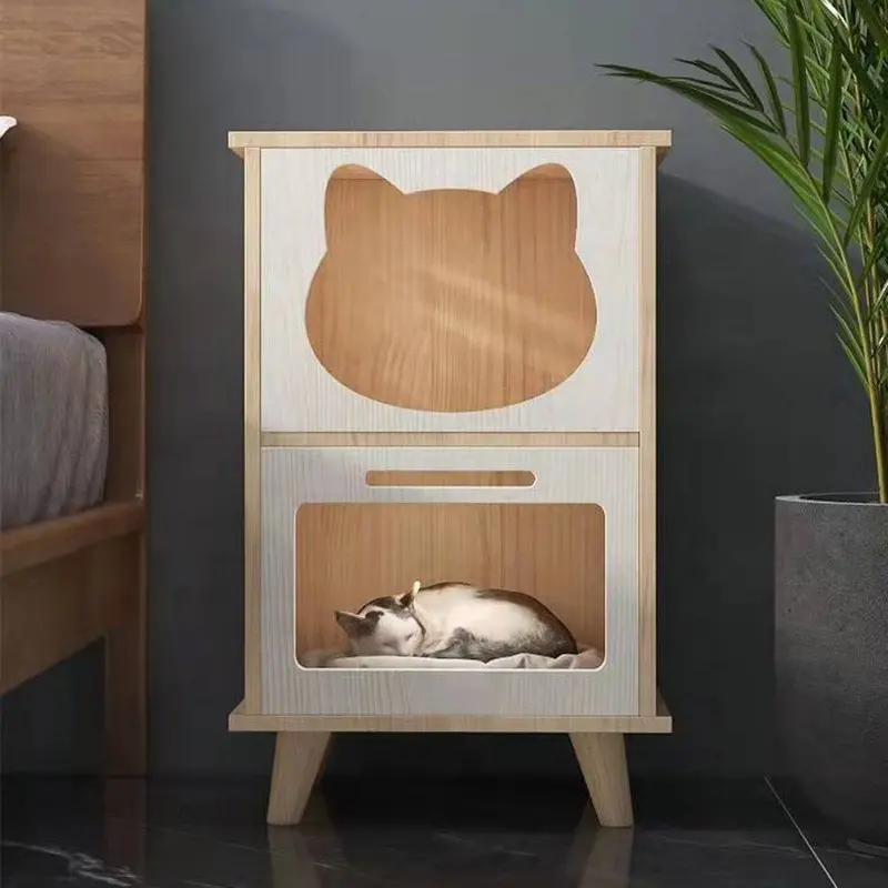 منزل حديث مخصص للكلاب والقطط به صندوق خشبي للكلاب قفص داخلي للكلاب والقطط