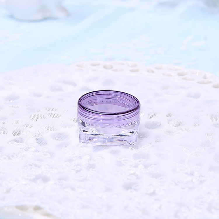 Pot carré transparent + bouchon à vis violet