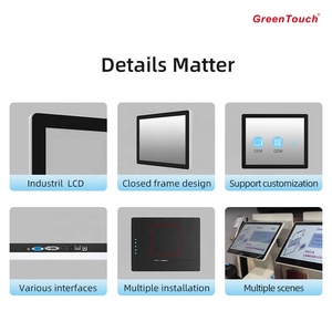 Monitor de pantalla táctil LCD sin marco de 15 "Pantalla táctil capacitiva multipunto Función de autocomprobación VGA para varias aplicaciones - Product Image 2
