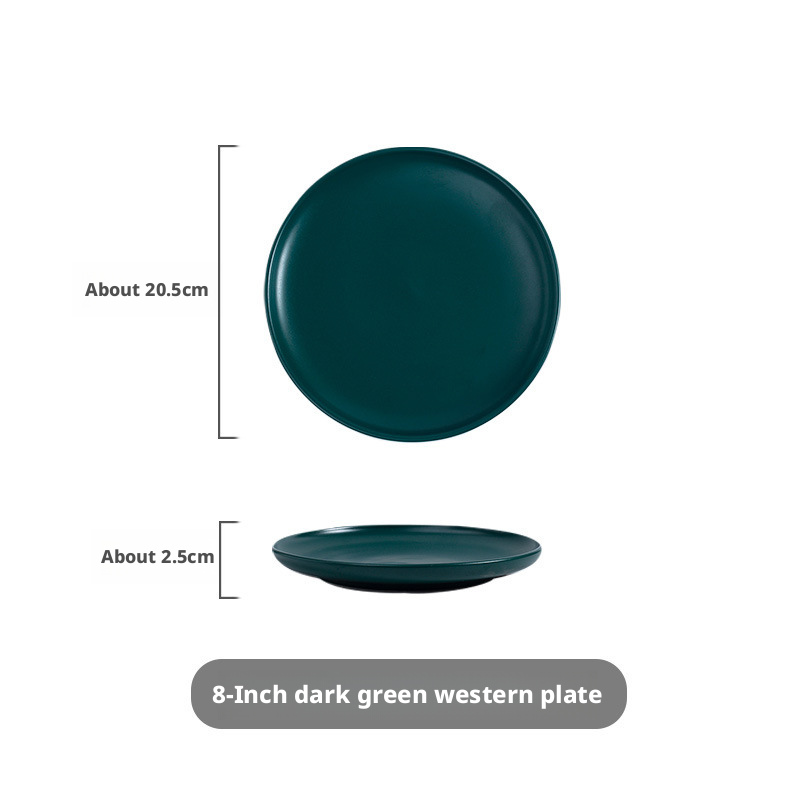 Plaque à pizza ronde mate vert foncé de 8 pouces