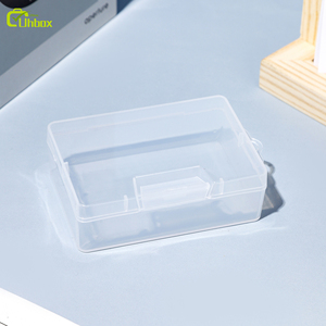 矩形透明塑料盒，带悬挂储物加厚盖方形，用于零件包装 - Product Image 1