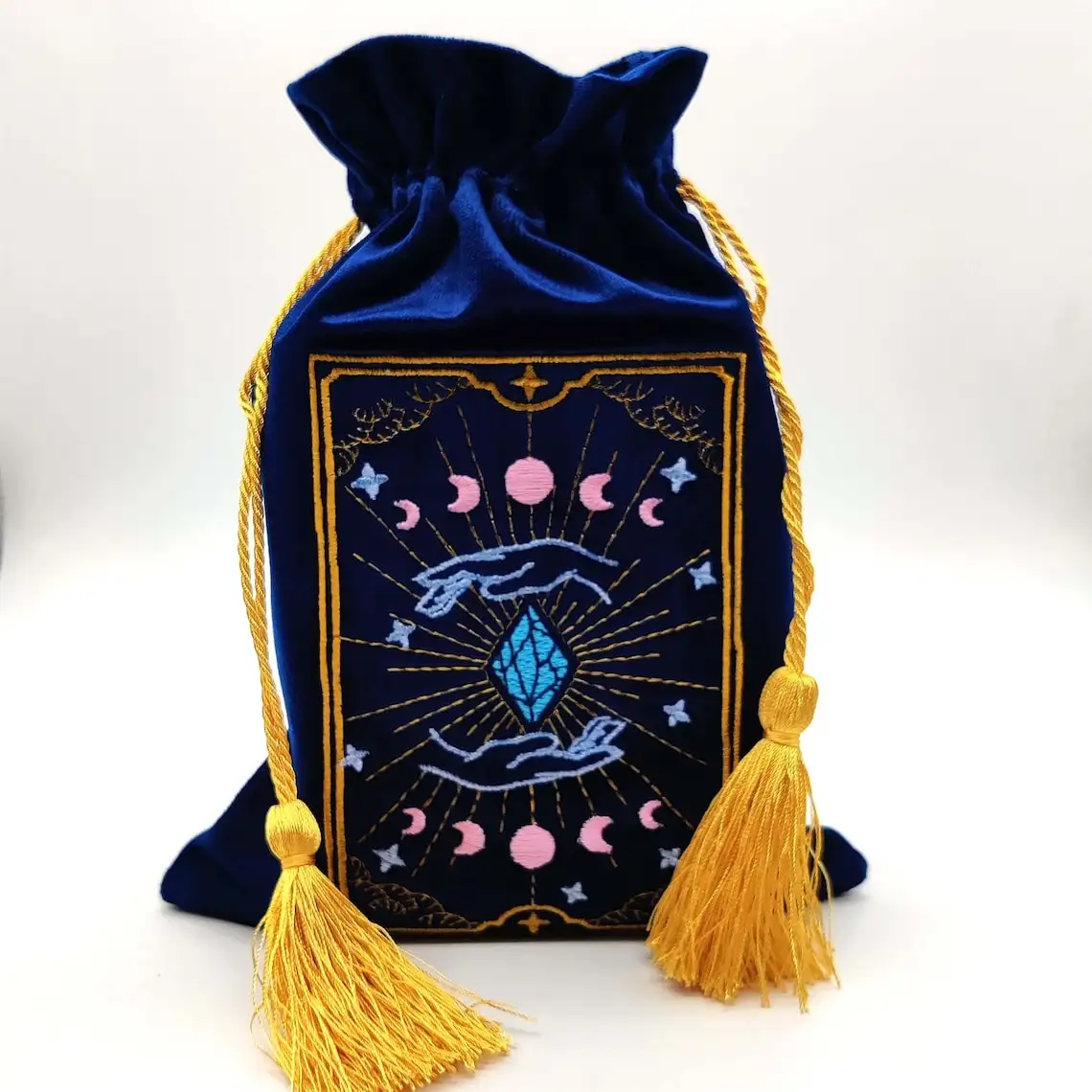 Bestickte Samt Satin Kordel zug Tasche Tarot beutel benutzer definierte Großhandel