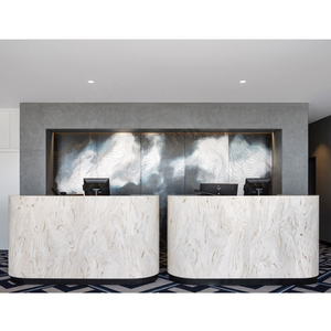 Superficie solida in marmo panno Corian bancone negozio di colore personalizzato scrivania di ricezione del Computer per la vendita - Product Image 4