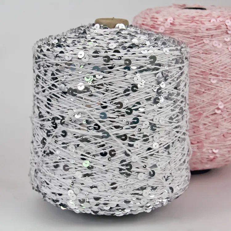 Crochet Cotton Yarn Hot Selling Cotton Hand Knitting Crocheting Yarn With 3MM+6MM Sequin Yarn 5ply Cotton On Wholesale