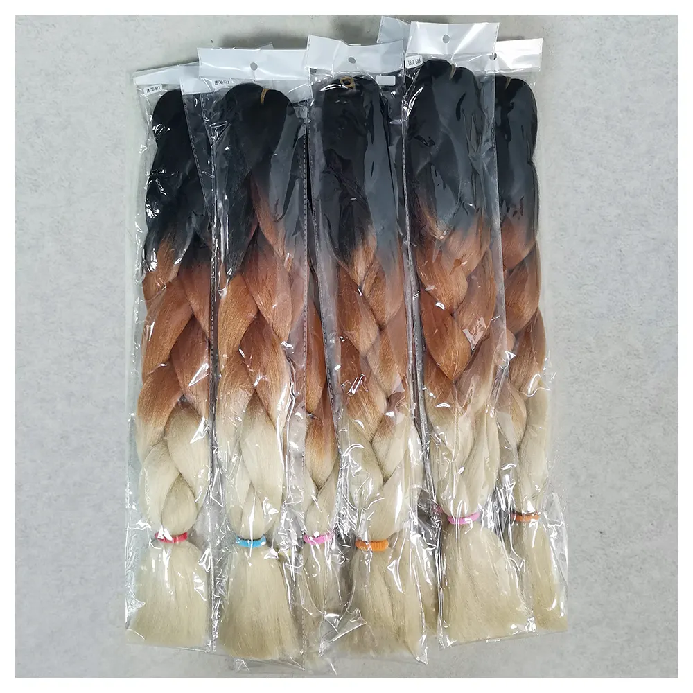 Échantillon gratuit Extension de cheveux en gros pour tresses africaines Ombre Expression Jumbo cheveux tresse synthétique tressage cheveux
