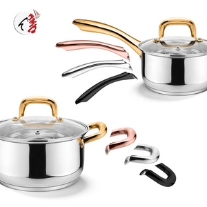 <span class=keywords><strong>Set</strong></span> di Pentole in Acciaio Inox 18/10 con Manici Dorati, Casseruole e Utensili da Cucina - Product Image 4