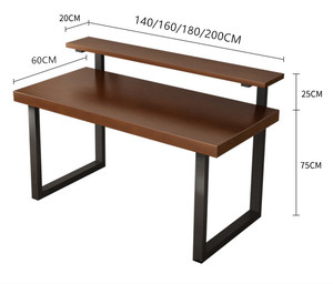 2-tier Writing Study <strong>Table</strong> with Storage Shelf Solid Wood Top Laptop <strong>Computer</strong> <strong>Table</strong> Metal Bedroom <strong>Computer</strong> Desk - Product Image 6