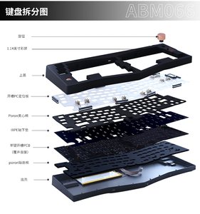 ABM066 Barebones Kit Alice-layout VIA programable Intercambiable en caliente Bluetooth/2,4 Ghz/Tipo-C Conectividades para Win/Mac - Product Image 3