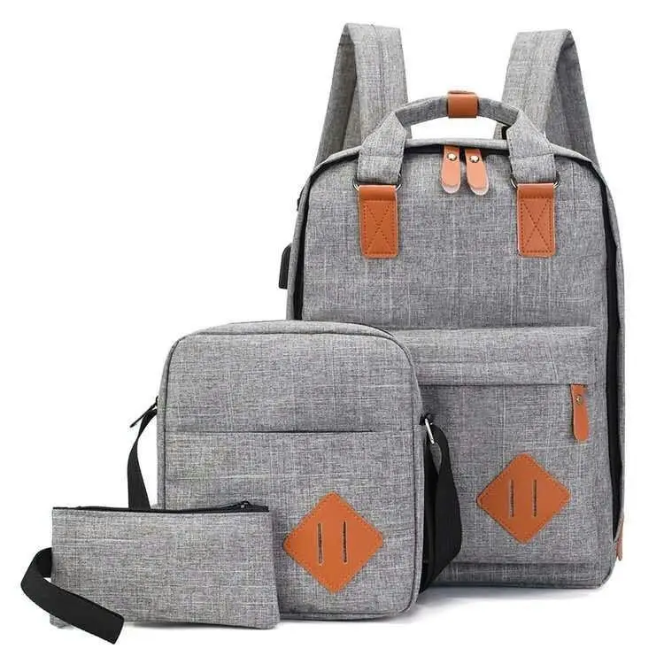 3pcs New Design Mode multifunktion ale USB-Aufladung Schul rucksack Set 3 in1 Bücher taschen für die High School