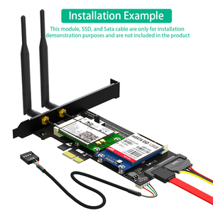 2 In1 Combo <strong>Mini</strong> <strong>PCI</strong>-E to <strong>PCI</strong>-E 1x and MSATA to SATA3 Adapter with SIM Card Slot for WiFi/ 3G/4G/LTE/ Msata SSD - Product Image 4