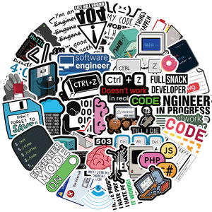 50 Stück lustige Programmiersprache Graffiti Aufkleber für Telefon Laptop Dekor Computer-Software Logo Aufkleber - Product Image 2