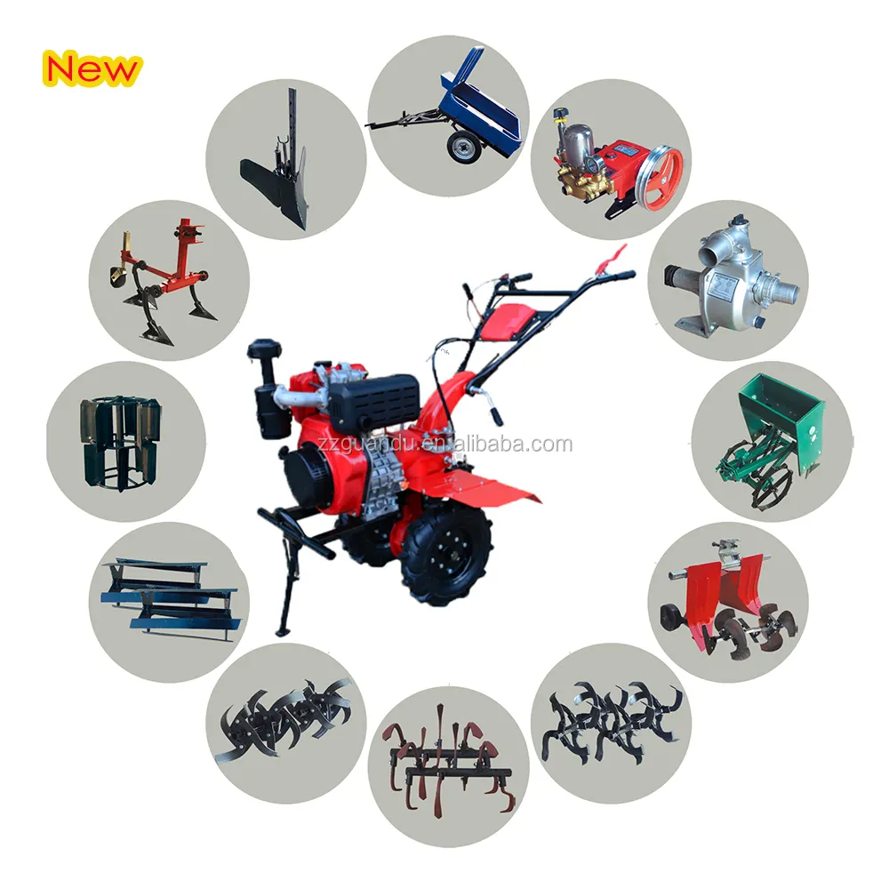 China Ce Landbouw Machines Mini Twee Wiel Hand Traktor Ratavator Rotary Motocultor Power Wieder Helmstok