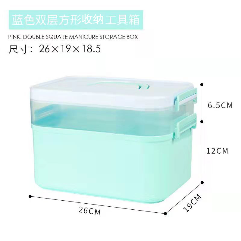 Caja de almacenamiento para manicura de doble capa verde-05
