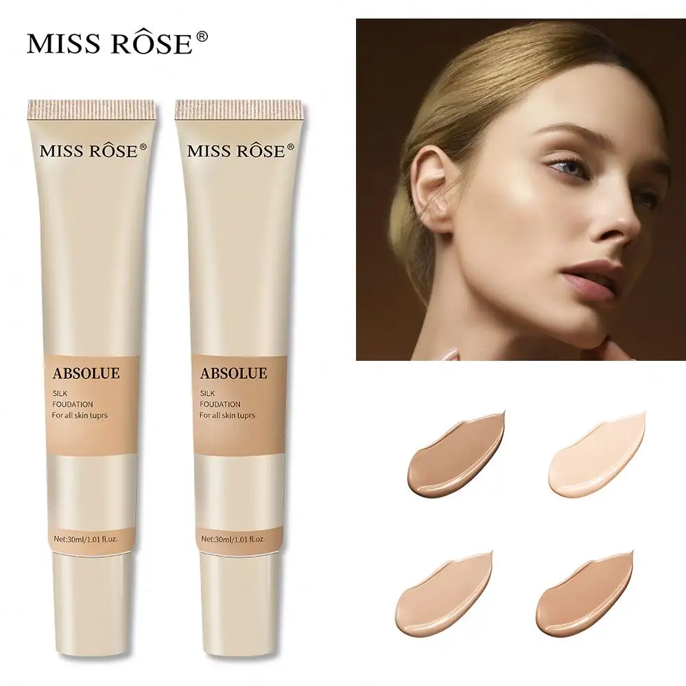 Miss Rose 30 كريم أساس حريري للغاية لجميع أنواع البشرة غطاء سائل للوجه عارية كونسيلر مكياج طويل الأمد Sombras للعناية بالبشرة