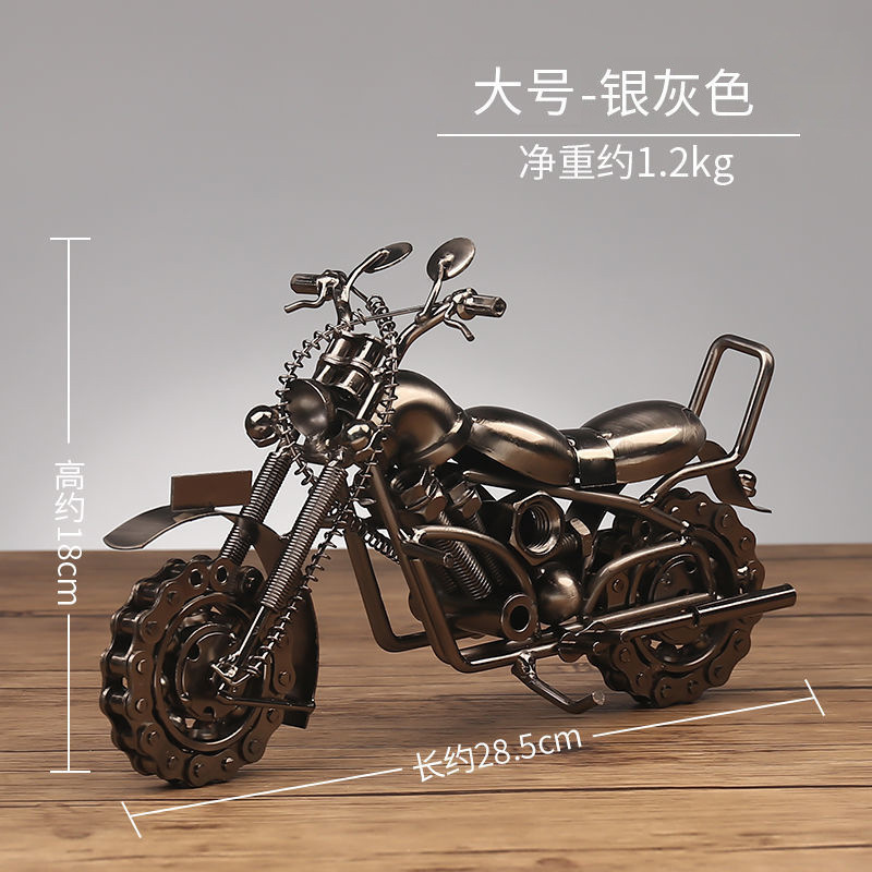 Adornos decorativos Moto grandes, color gris plateado.