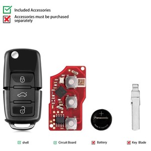 2024 Xhorse XKB520EN chiave remota filo di seconda generazione VW B5 Flip 3 pulsanti supporta la programmazione Wireless chiave intelligente universale - Product Image 3