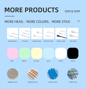 OEM Large Head Round Bamboo Cotton Buds Baby Safe <strong>QTips</strong> for Cleaning Makeup &amp; Ear Application Made with Absorbent Organic Cotton