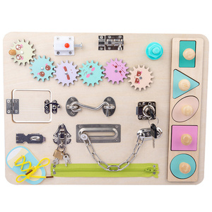 Eğitici oyuncak otizm eğitici oyuncak duyusal Montessori oyuncak çocuk temel becerileri okulöncesi için ince Motor aktivite ahşap meşgul kurulu - Product Image 1