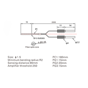 Akusense-Detector de posición de objetos pequeños de uso Industrial General, PD-R49Y, amplio rango de aplicación, Sensor de fibra óptica - Product Image 3