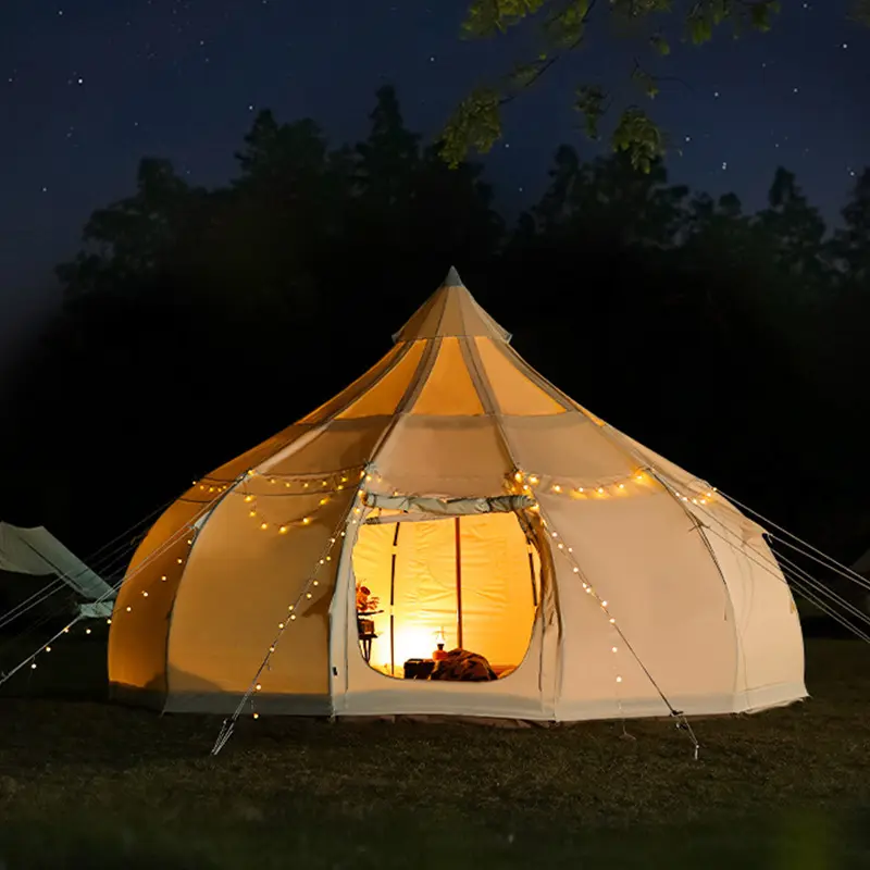 Tienda de campaña de lujo, casa para acampar de tamaño personalizado, de lona de algodón, deslumbrante, yurta